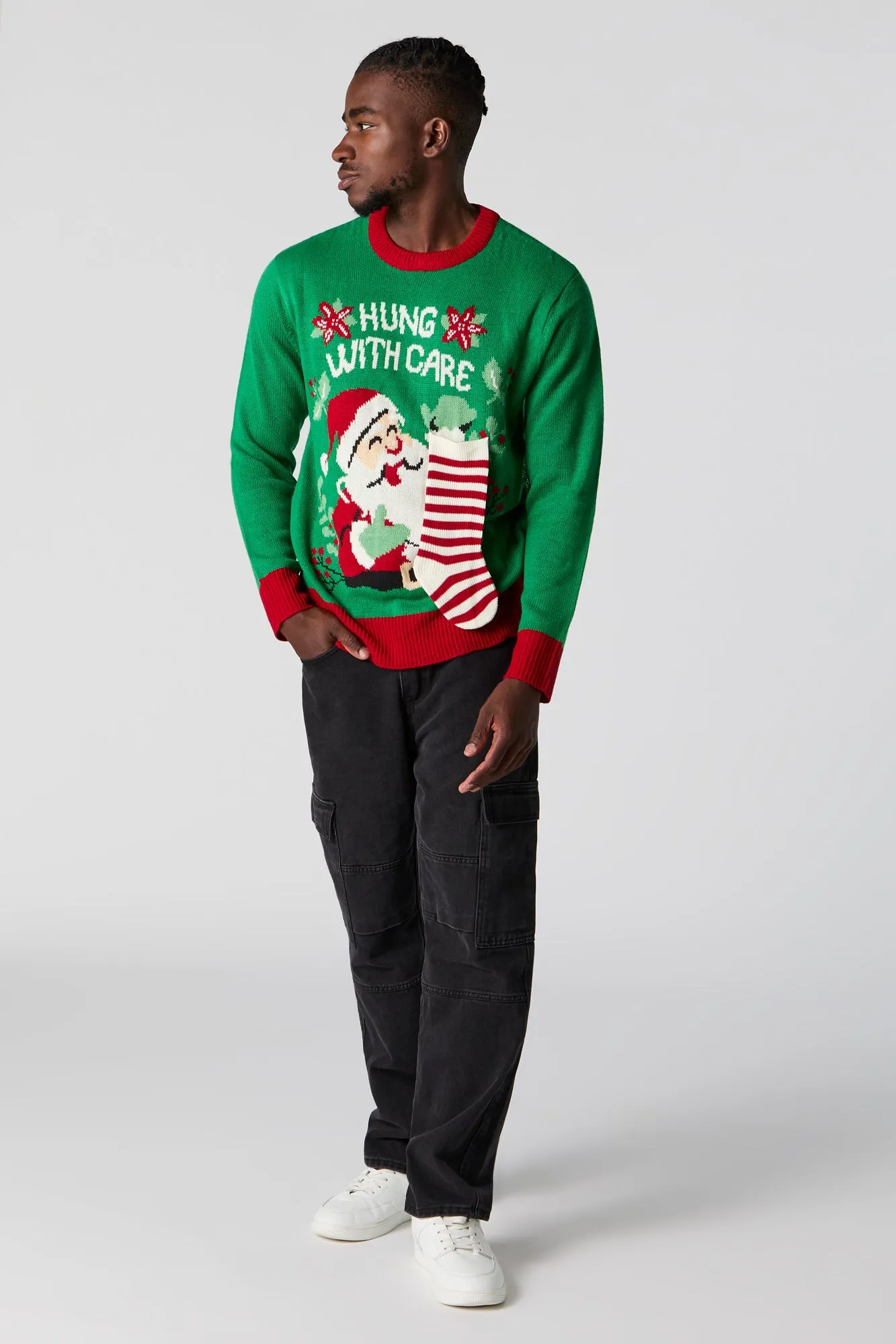 3D Stocking Hung With Care Ugly Christmas Sweater sold by Urban Planet product image thumbnail 3