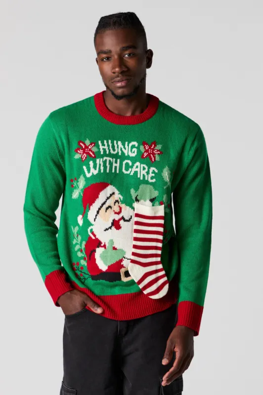 Chandail Hideux Noël à imprimé 3D Stocking Hung With Care sold by Urban Planet