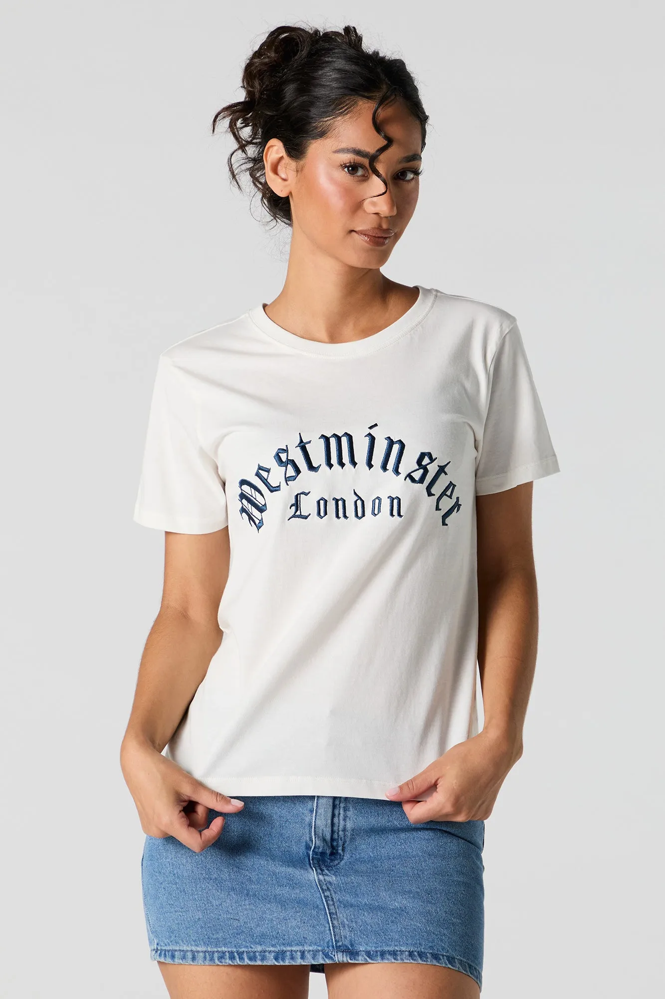 Westminster London Embroidered Boyfriend T-Shirt sold by Urban Planet