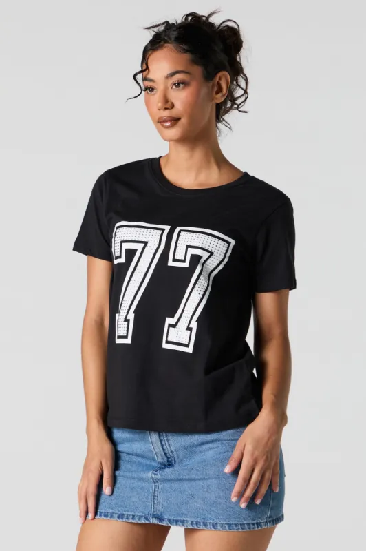 77 Rhinestone Graphic Boyfriend T-Shirt sold by Urban Planet