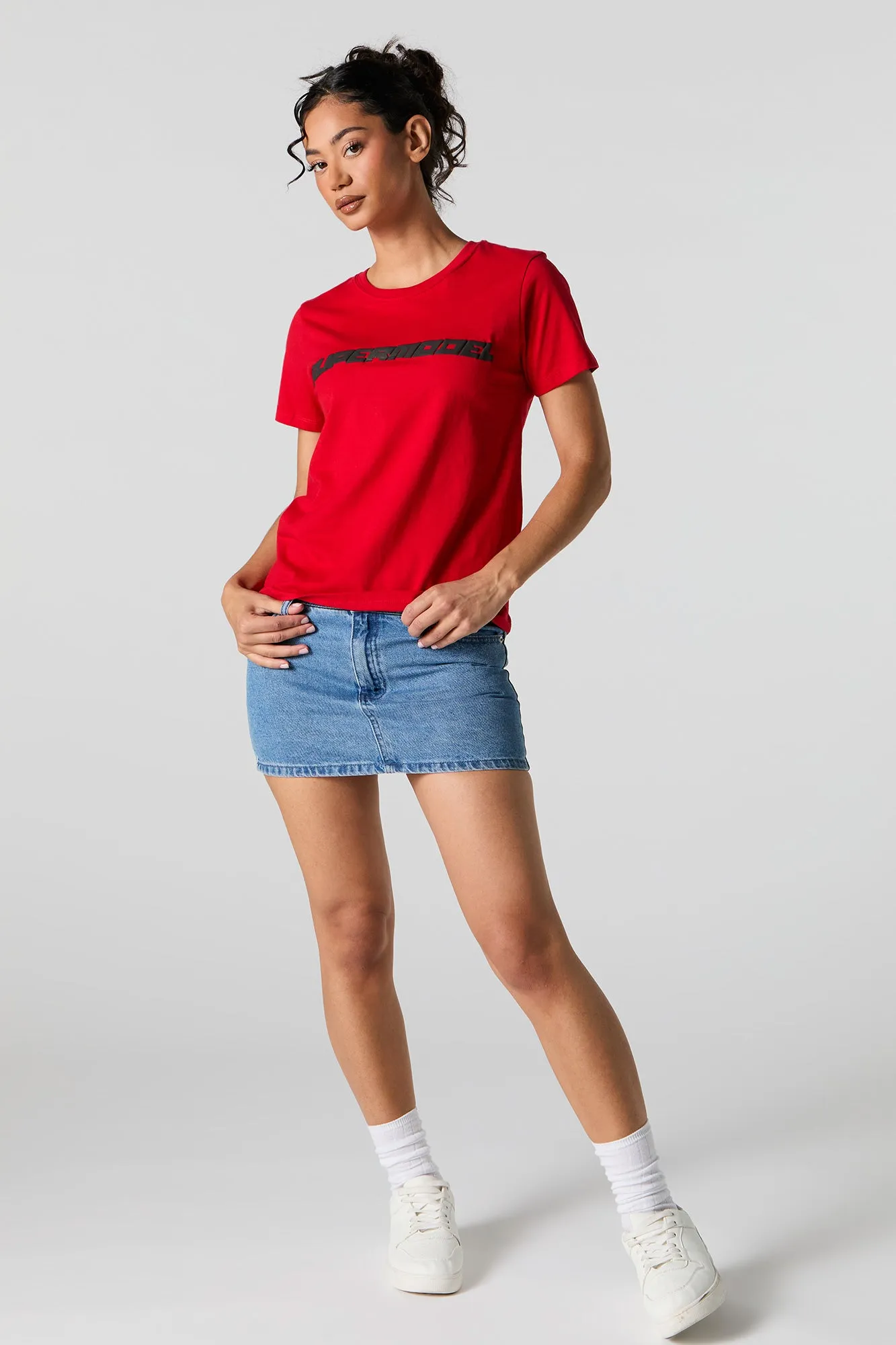 T-shirt coupe garçonne à imprimé matelassé Supermodel sold by Urban Planet product image thumbnail 3