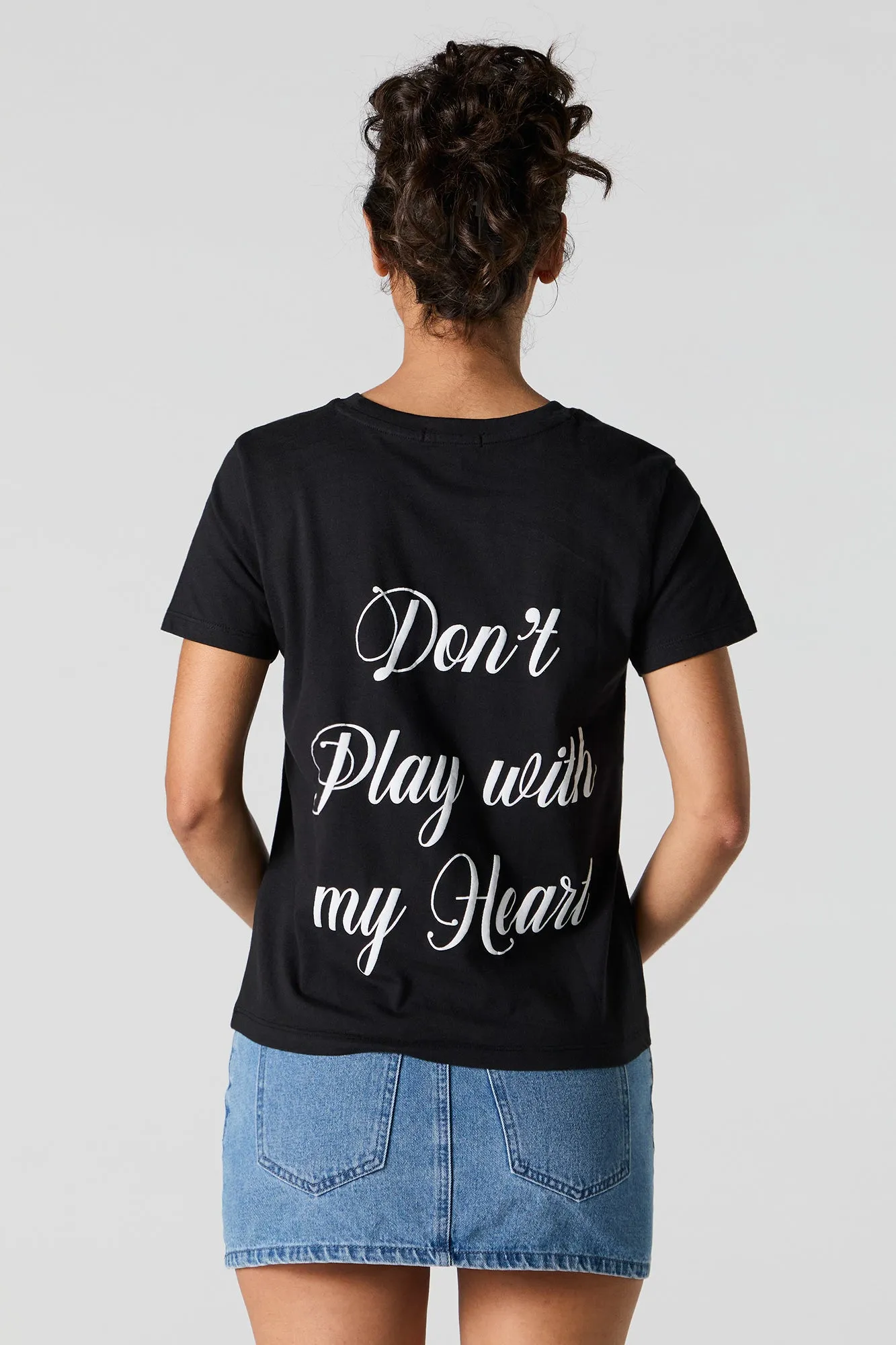 T-shirt coupe garçonne à imprimé Don't Play with My Heart sold by Urban Planet product image thumbnail 2