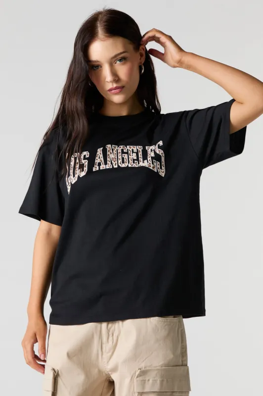 Leopard Los Angeles Graphic Boyfriend T-Shirt sold by Urban Planet