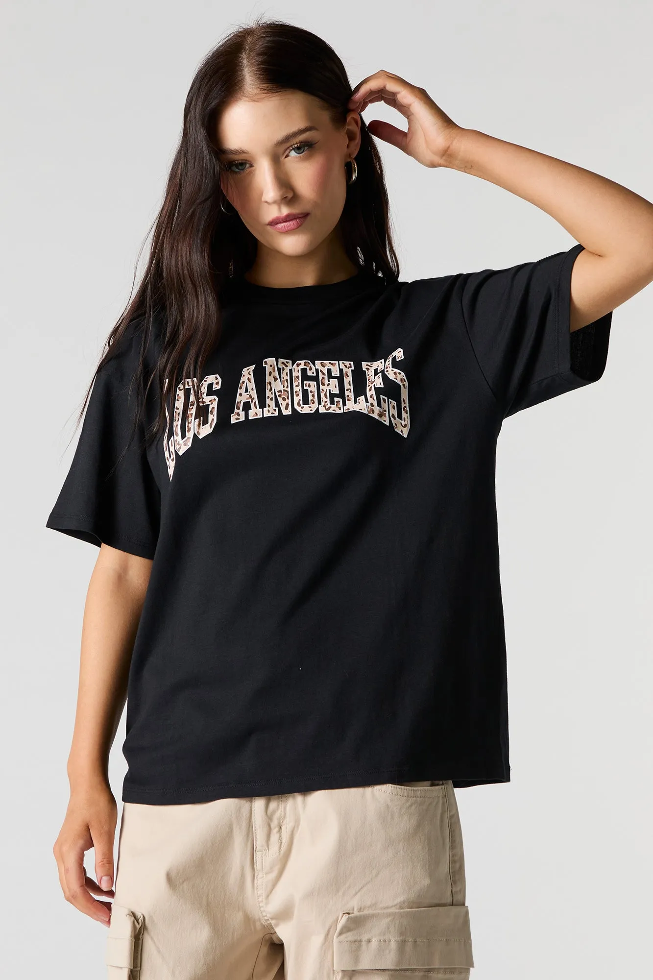 Leopard Los Angeles Graphic Boyfriend T-Shirt sold by Urban Planet