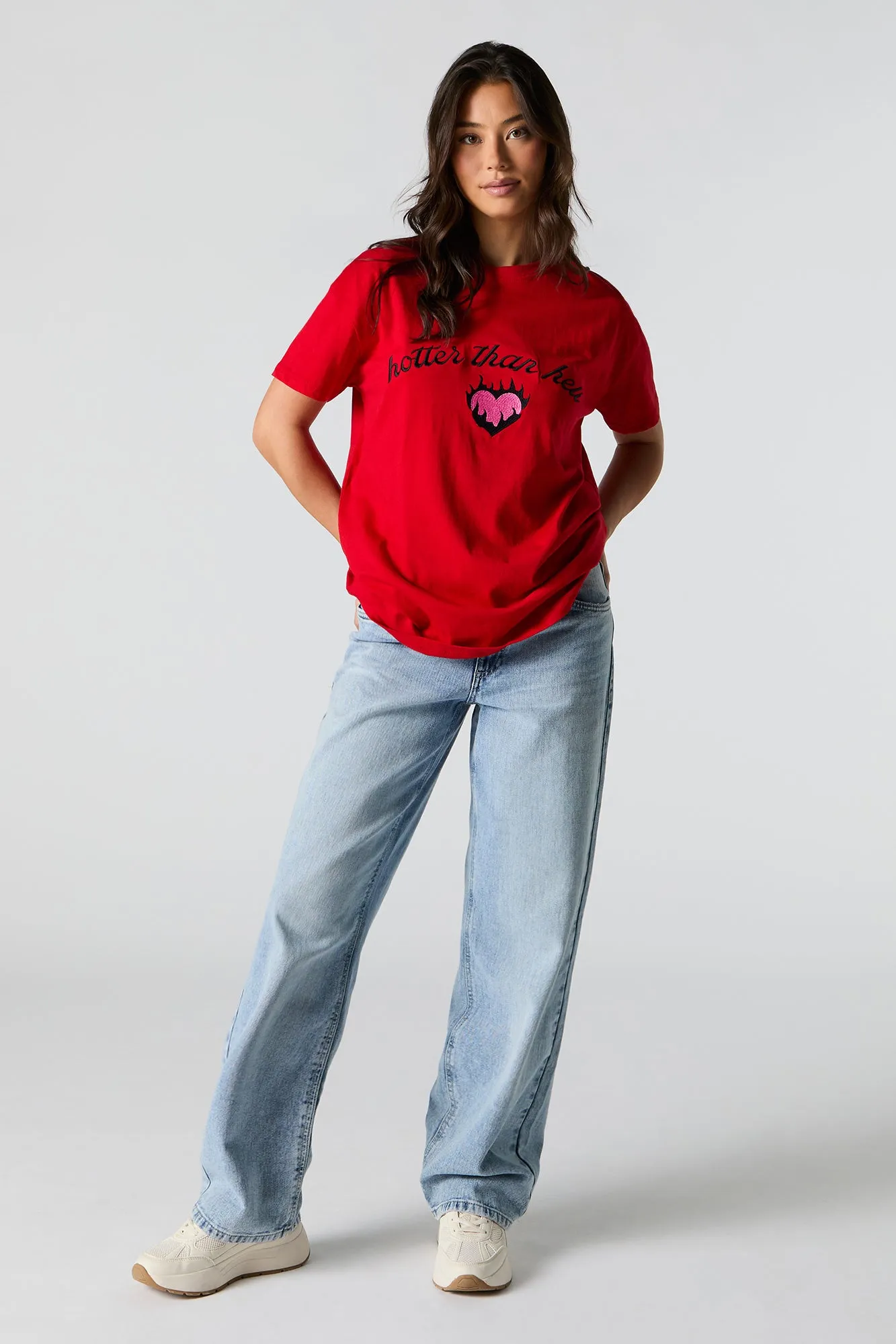 Hotter than Hell Embroidered Tunic T-Shirt sold by Urban Planet product image thumbnail 3