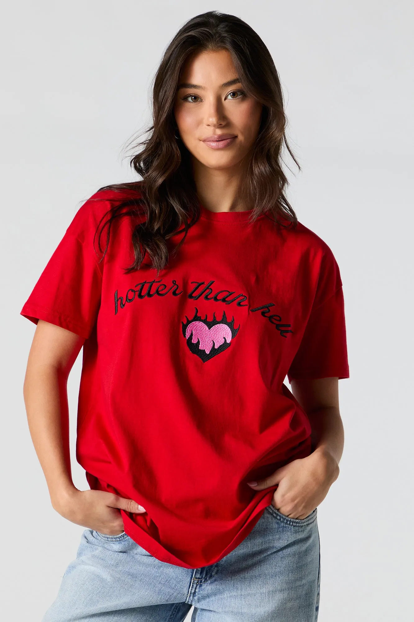 Hotter than Hell Embroidered Tunic T-Shirt sold by Urban Planet