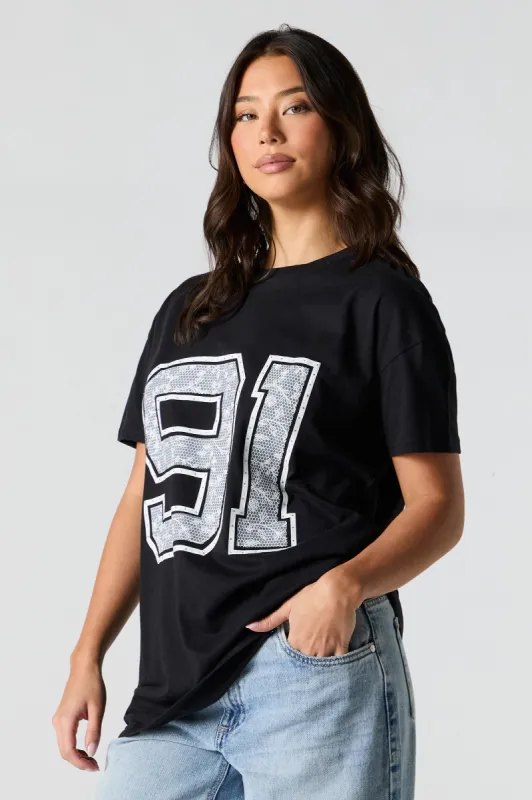 91 Rhinestone Graphic Tunic T-Shirt sold by Urban Planet
