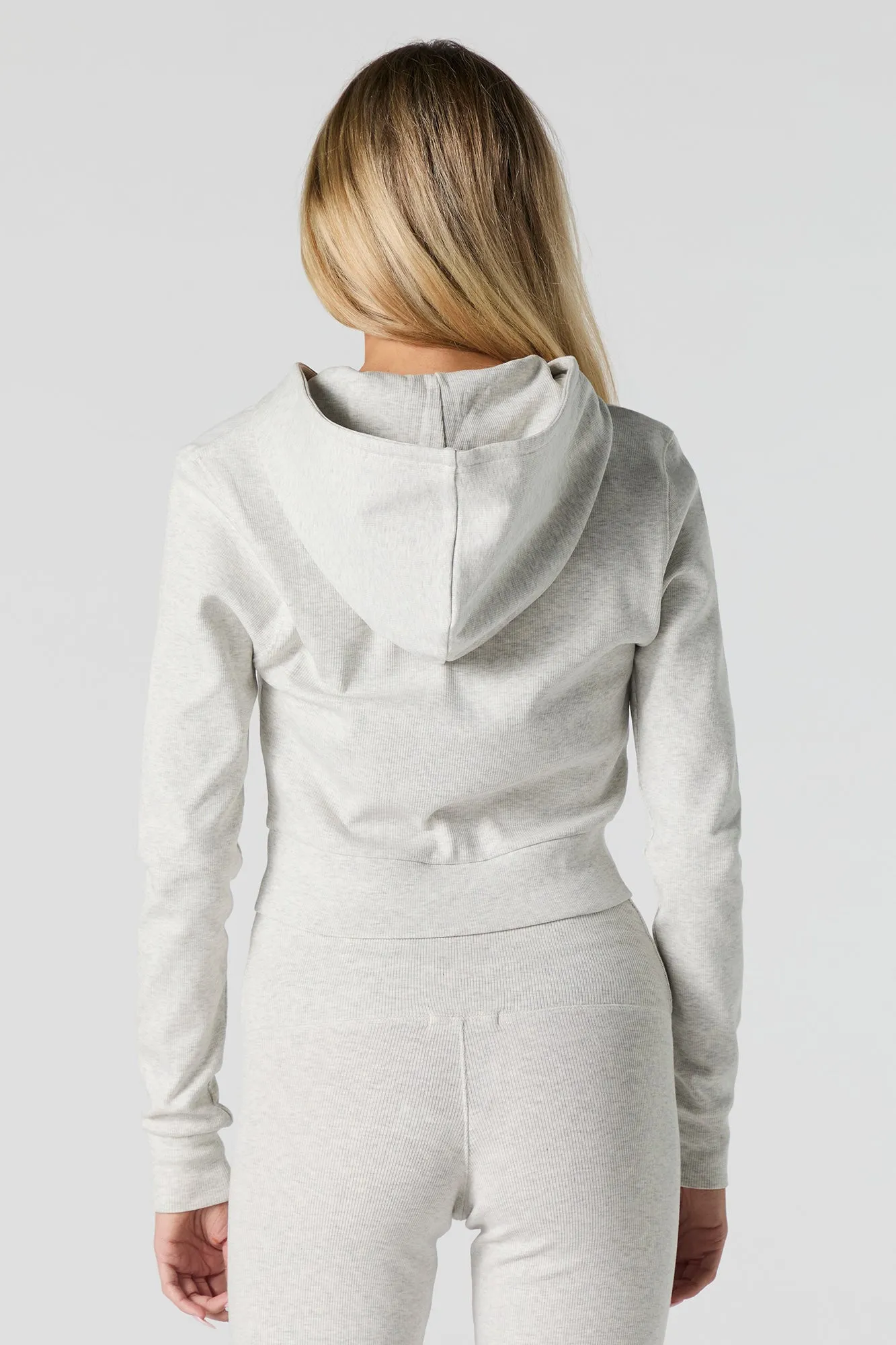 Active Ribbed Zip-Up Cropped Hoodie sold by Urban Planet product image thumbnail 2