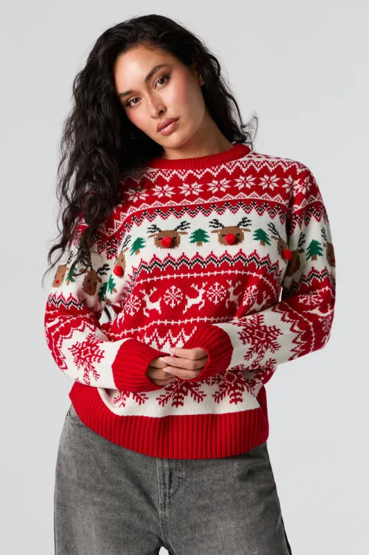 3D Reindeer Fairisle Christmas Sweater sold by Urban Planet