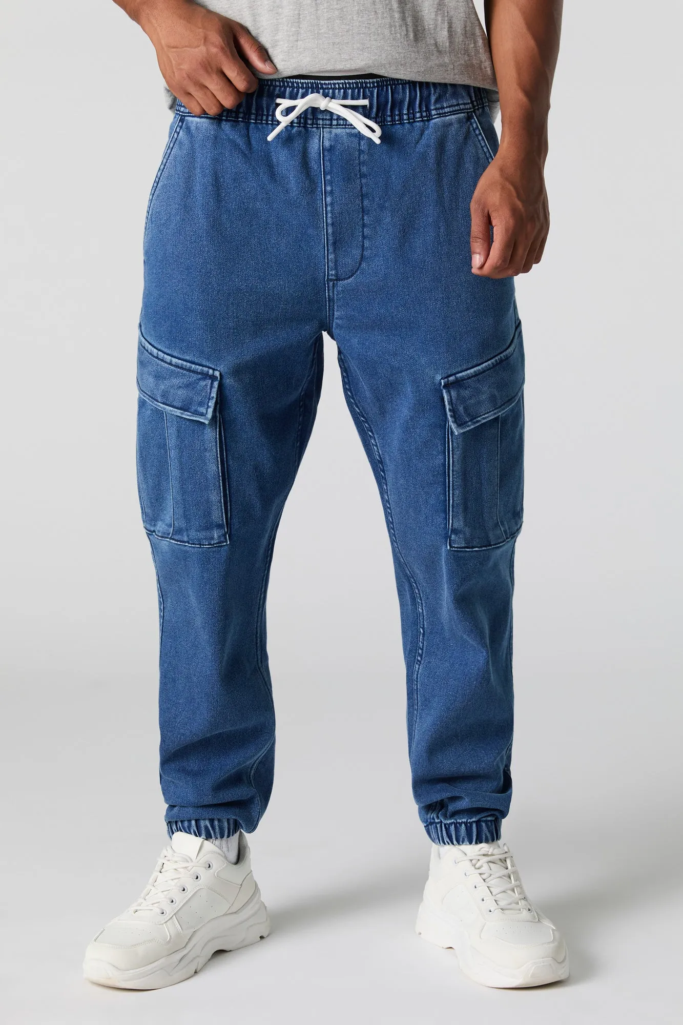 Jogger cargo en denim à taille coulissante sold by Urban Planet product image thumbnail 2