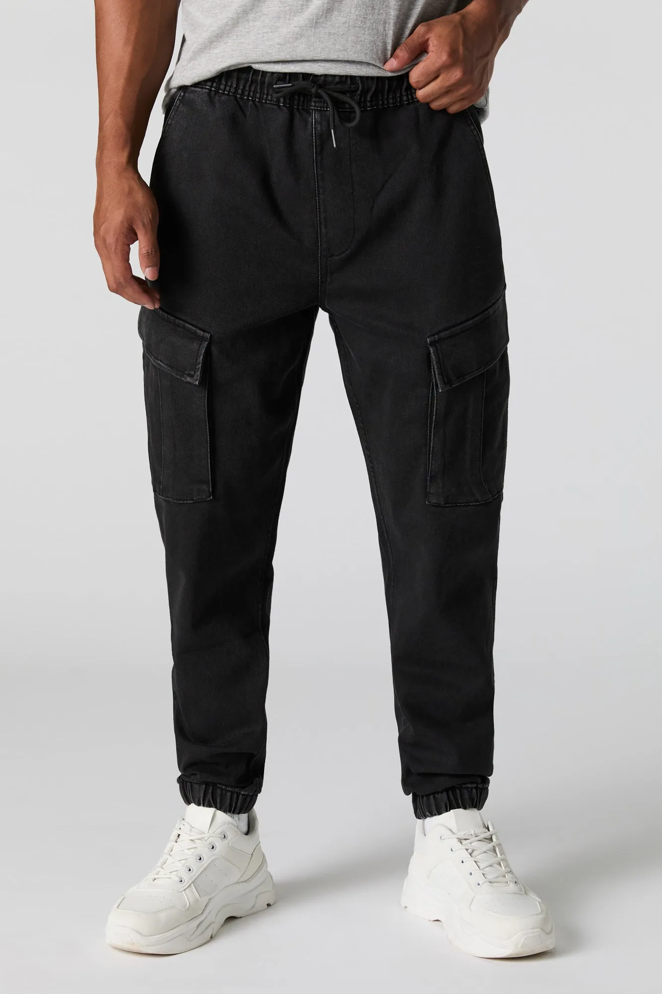 Jogger cargo en denim à taille coulissante sold by Urban Planet product image thumbnail 5