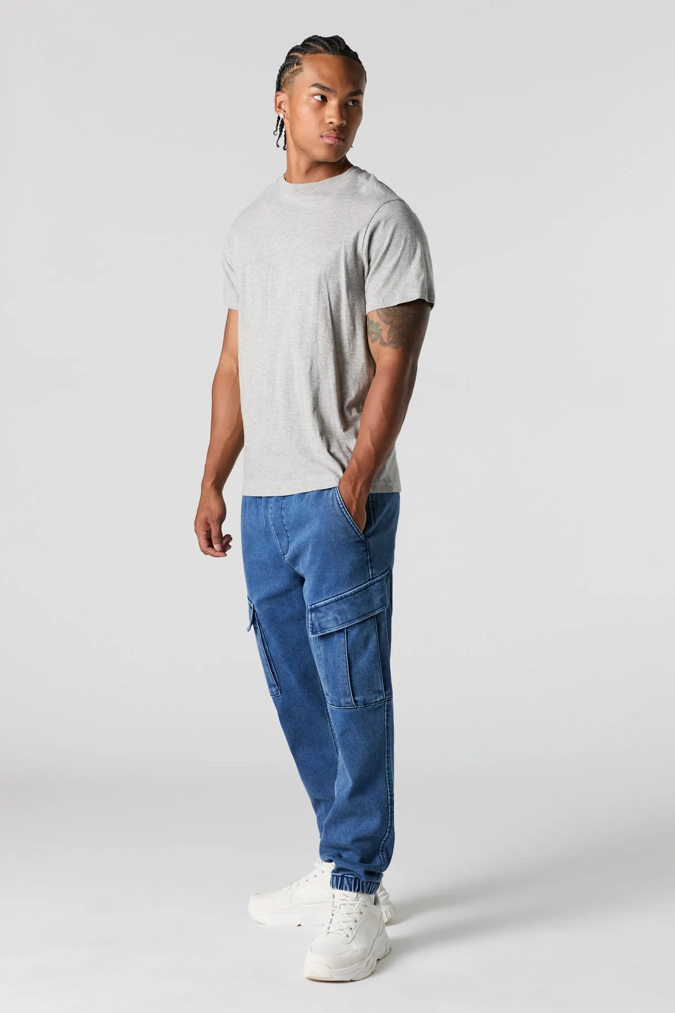 Jogger cargo en denim à taille coulissante sold by Urban Planet product image thumbnail 3