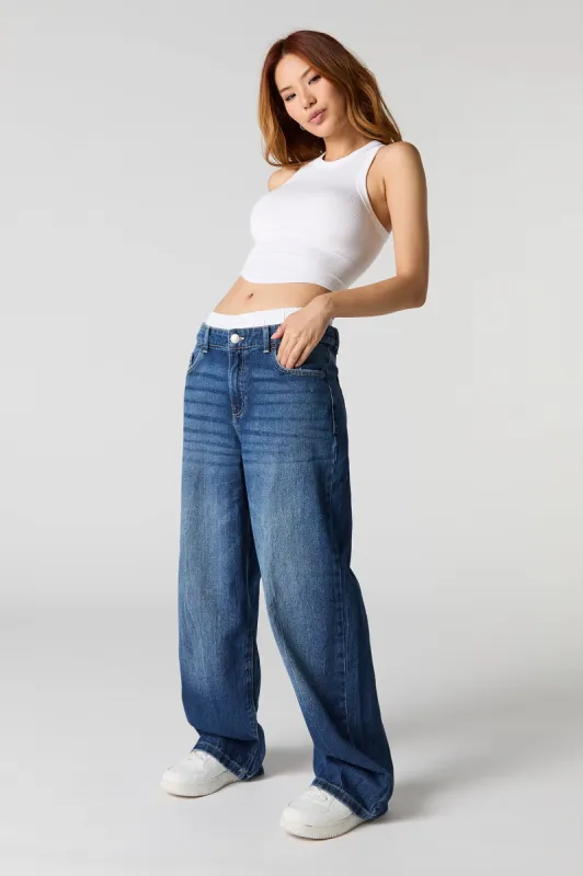 Jean ample avec bande de taille double sold by Urban Planet