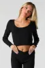 Ribbed Scoop Neck Long Sleeve Top sold by Urban Planet