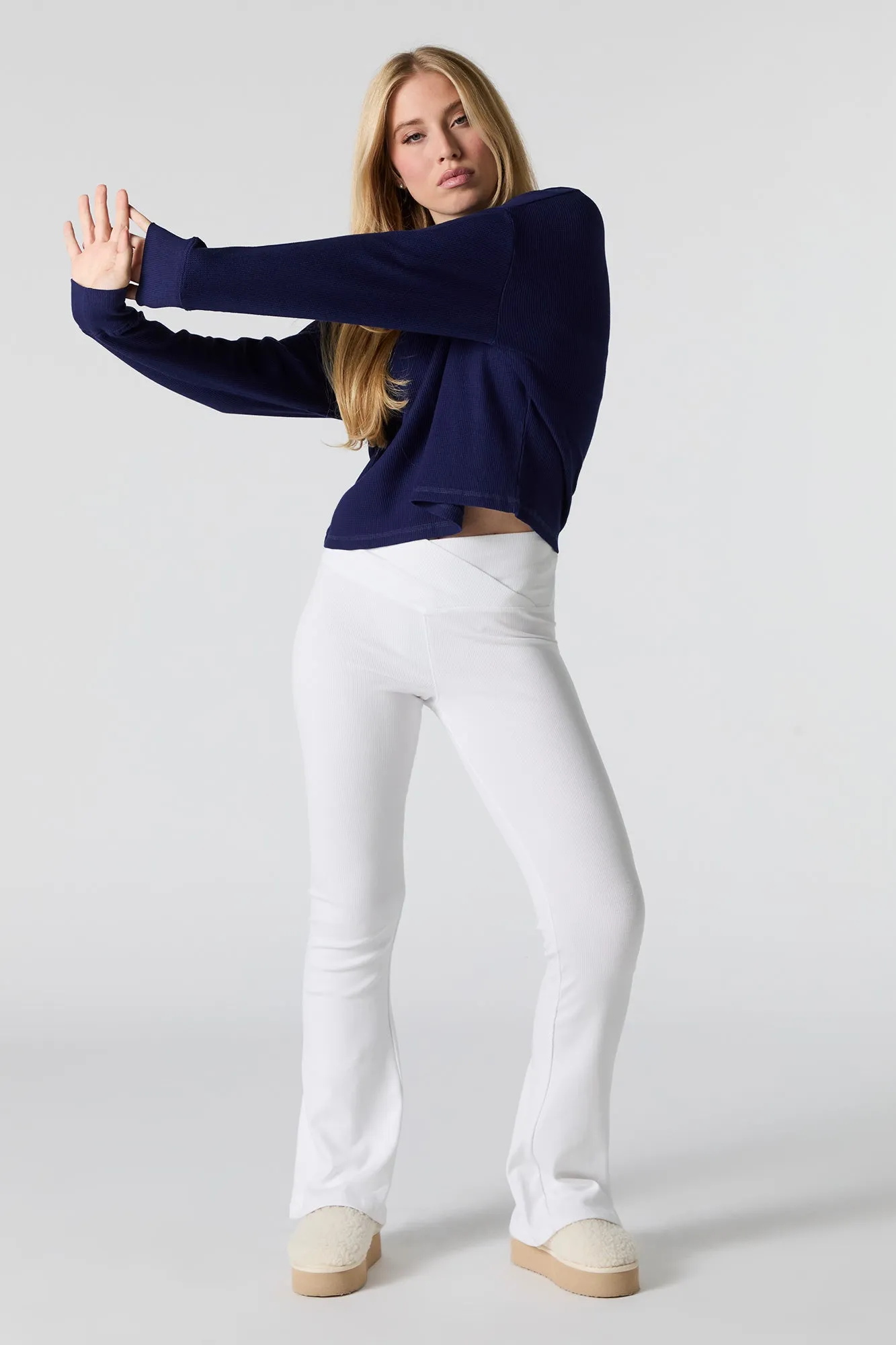 Waffle Knit Long Sleeve Top sold by Urban Planet product image thumbnail 3