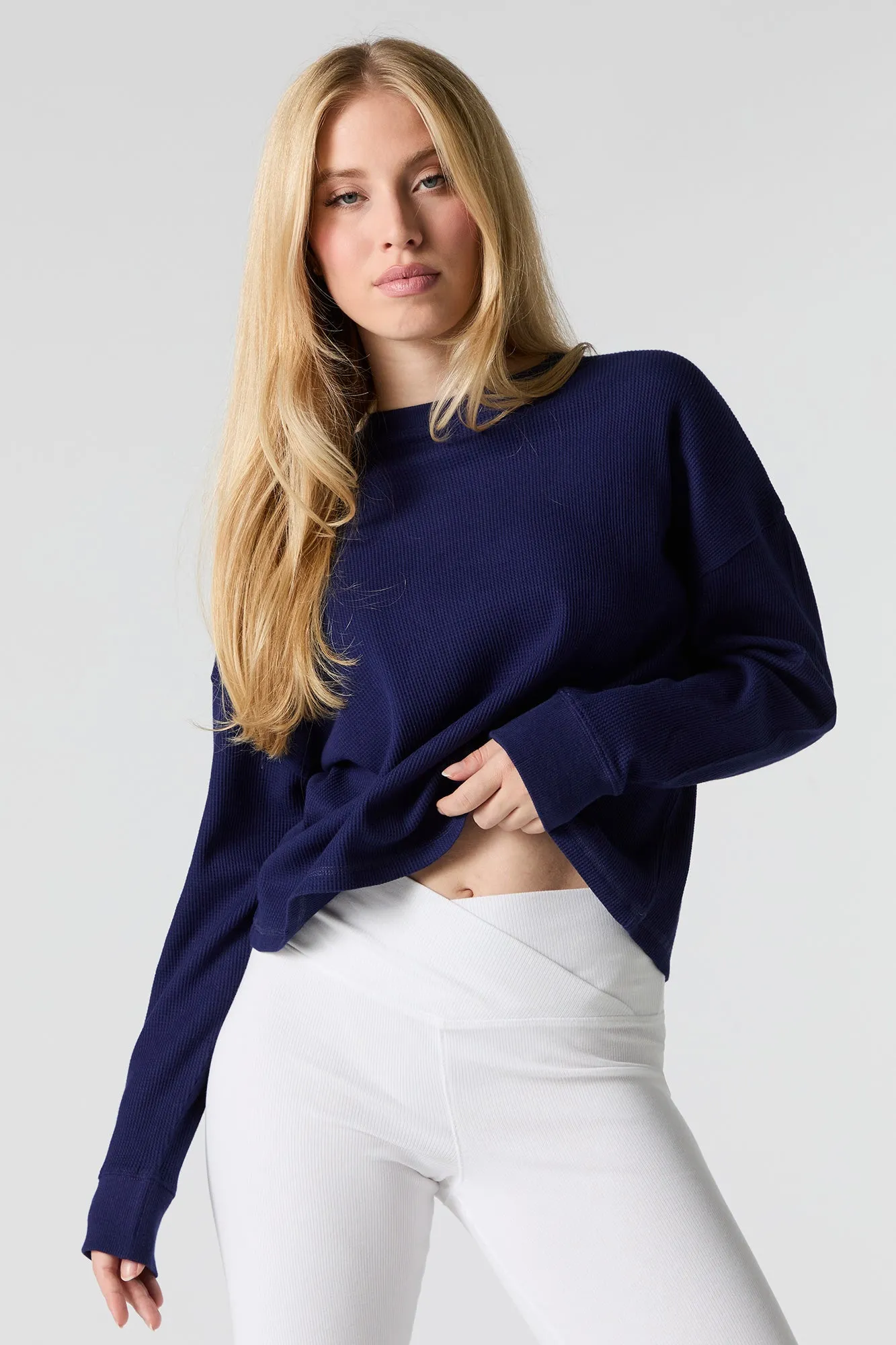 Waffle Knit Long Sleeve Top sold by Urban Planet product image thumbnail 4