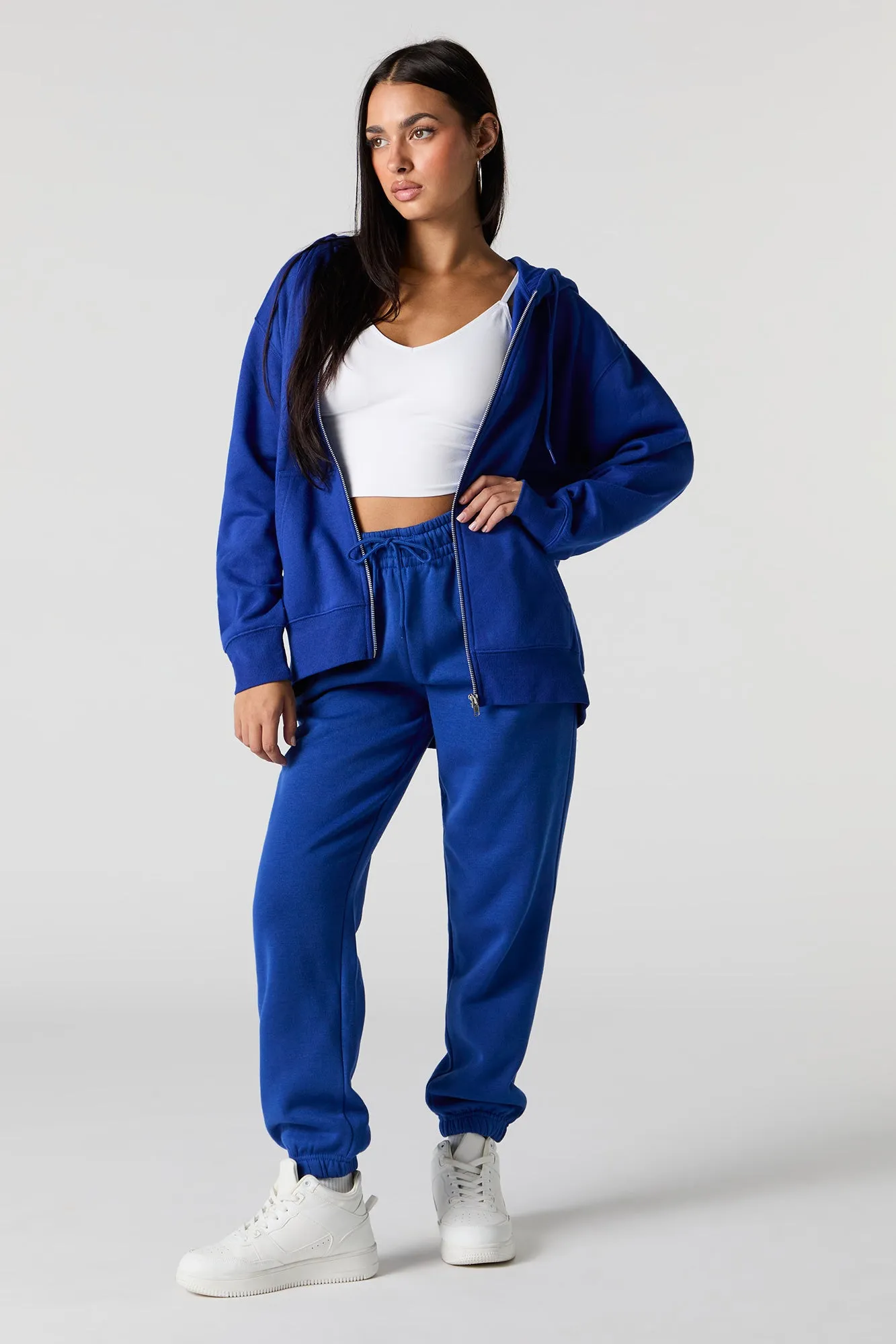 Oversized Zip-Up Fleece Hoodie sold by Urban Planet product image thumbnail 3