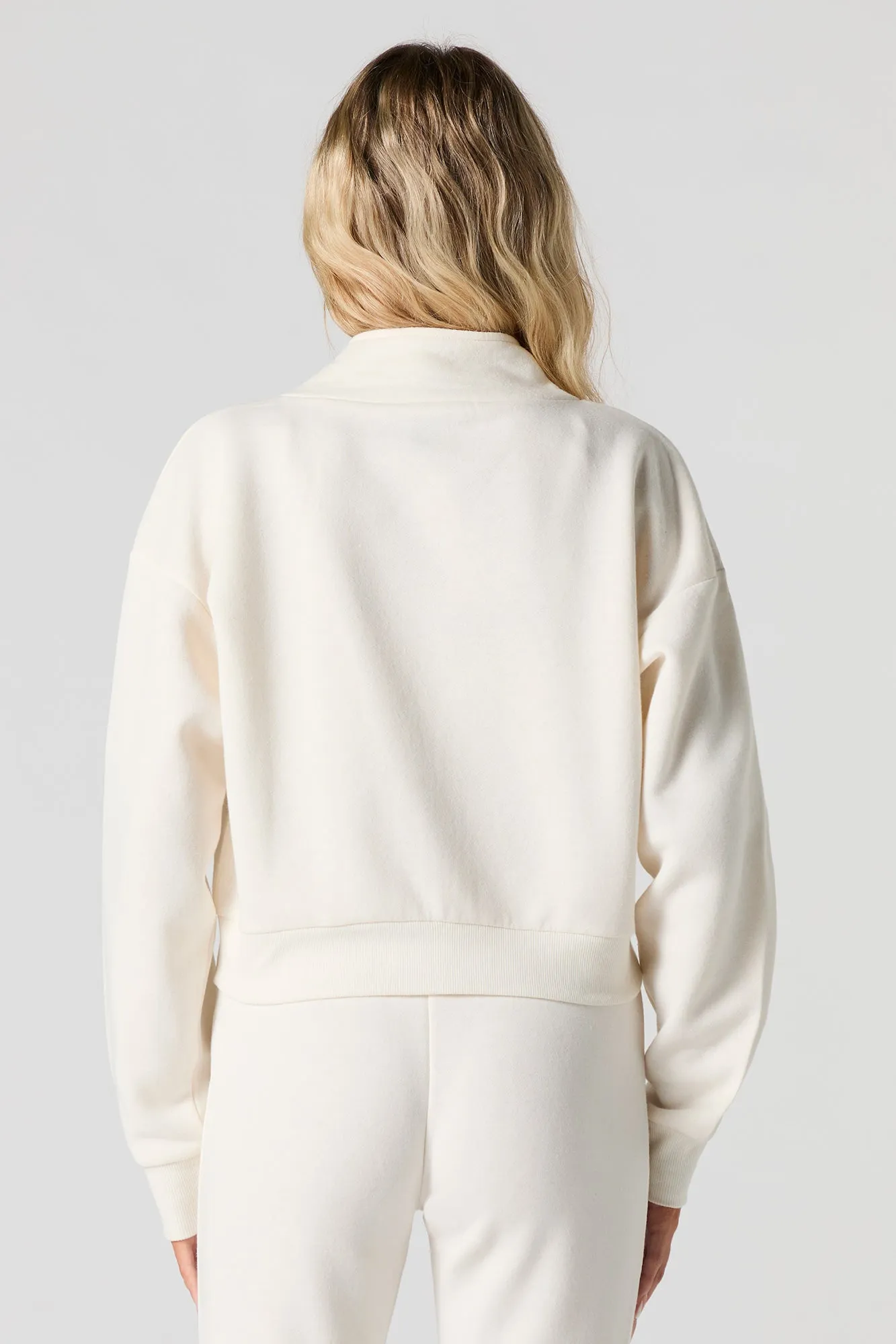 Fleece Mock Neck Zip-Up Sweatshirt sold by Urban Planet product image thumbnail 2