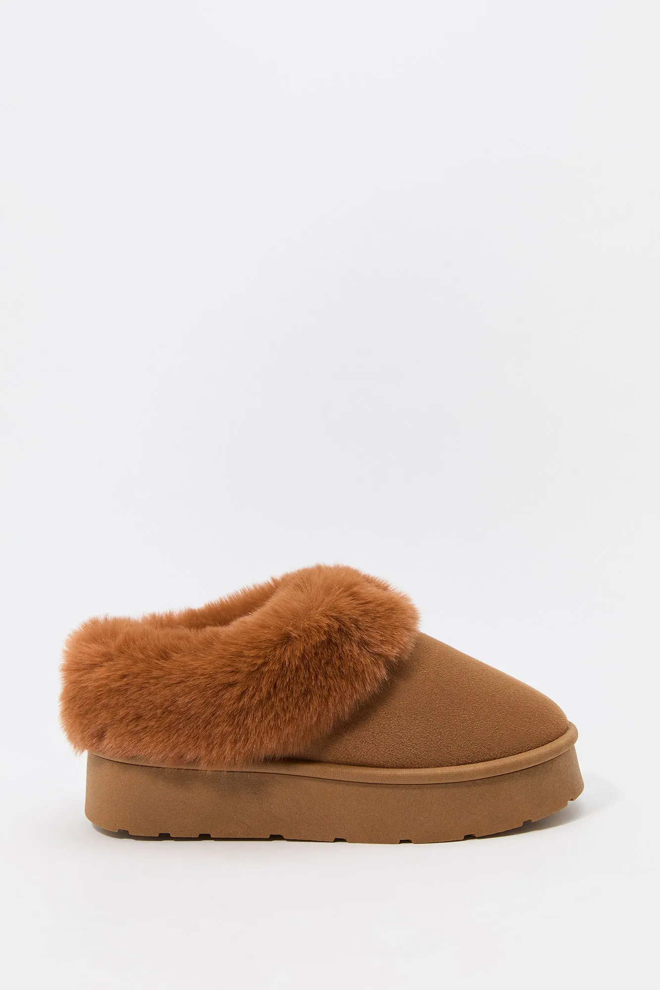 Faux Fur Collared Platform Slipper Booties sold by Urban Planet product image thumbnail 2