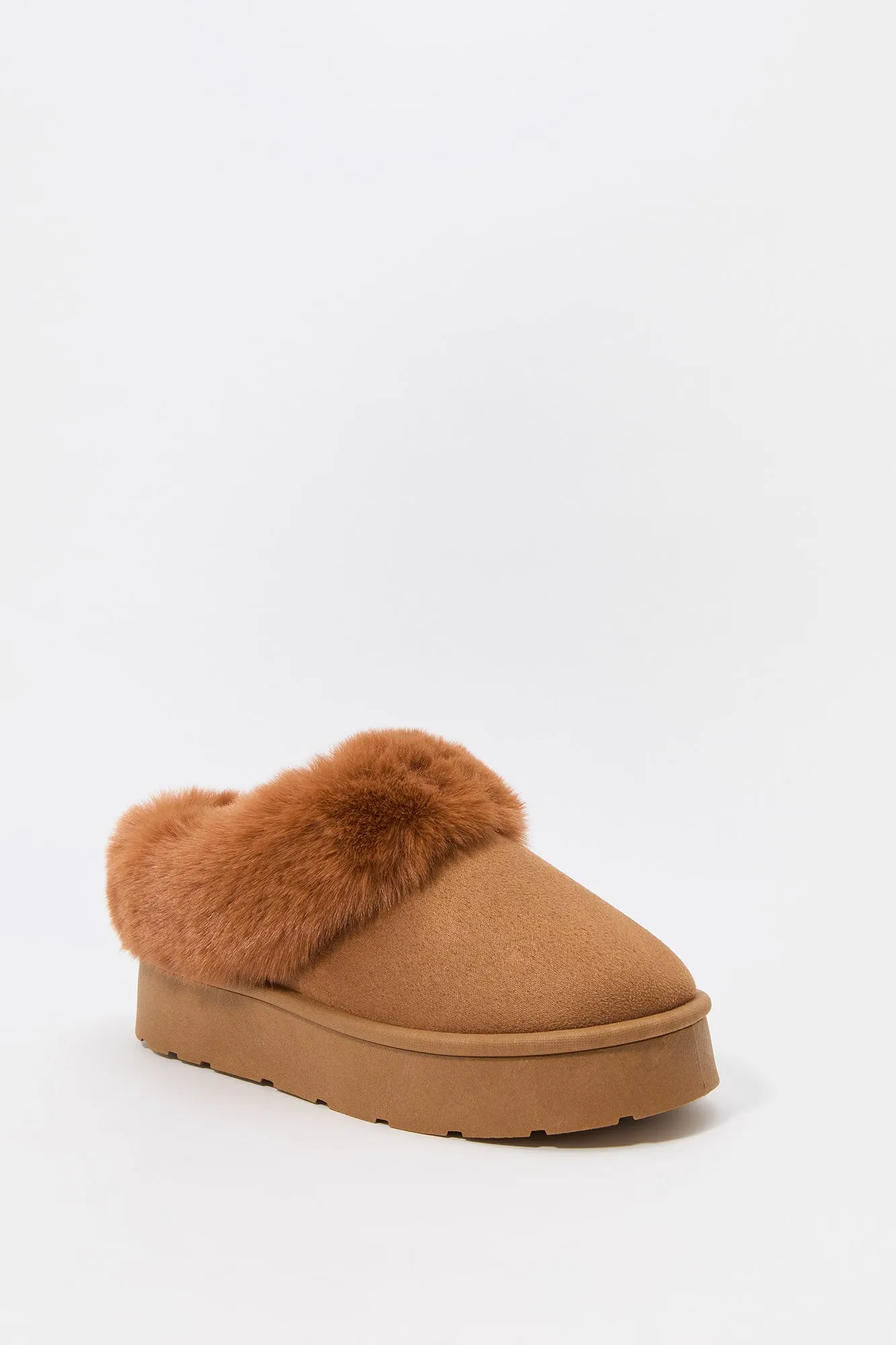 Faux Fur Collared Platform Slipper Booties sold by Urban Planet product image thumbnail 3