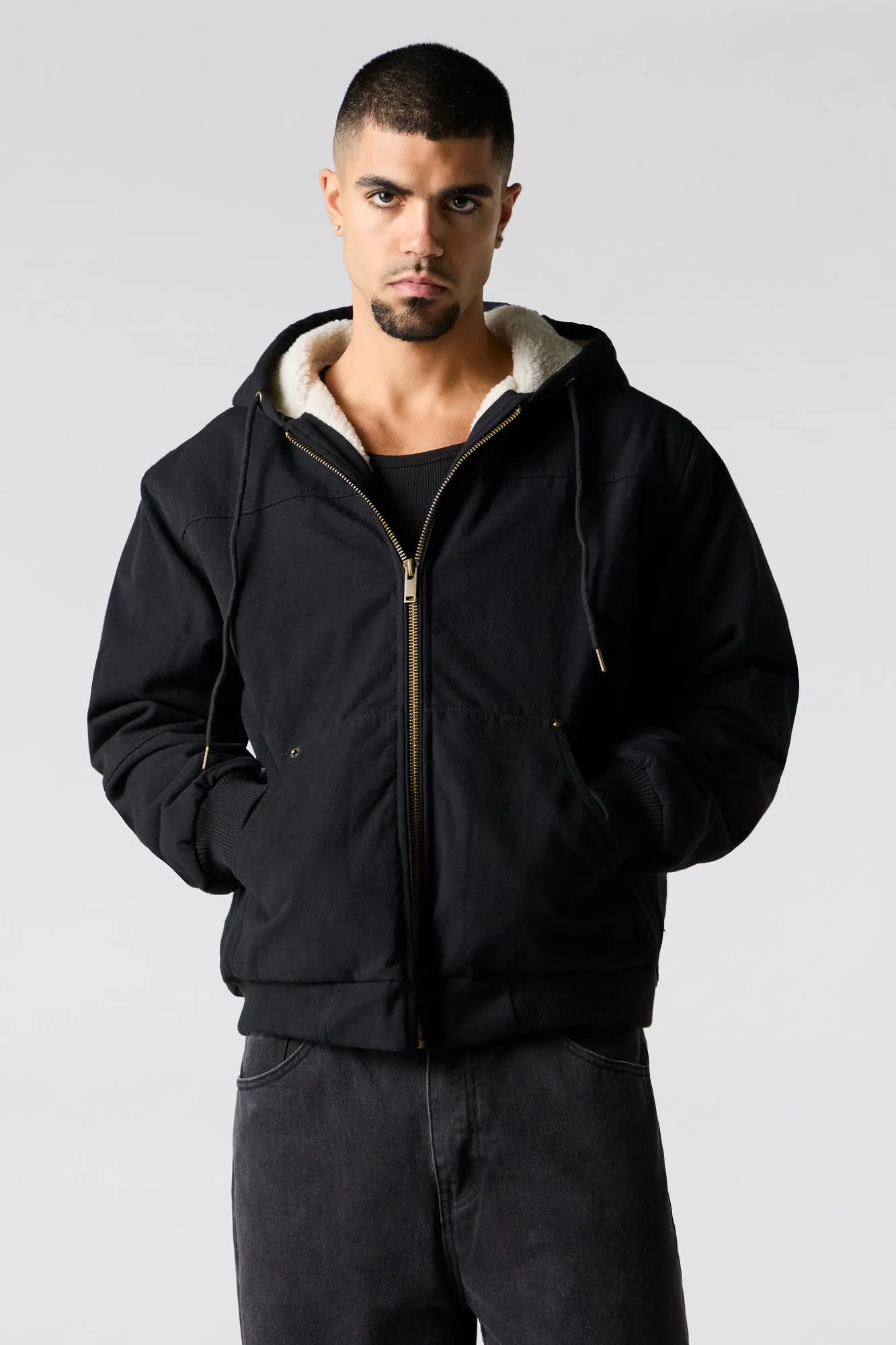 Sherpa Lined Zip-Up Jacket sold by Urban Planet product image thumbnail 5
