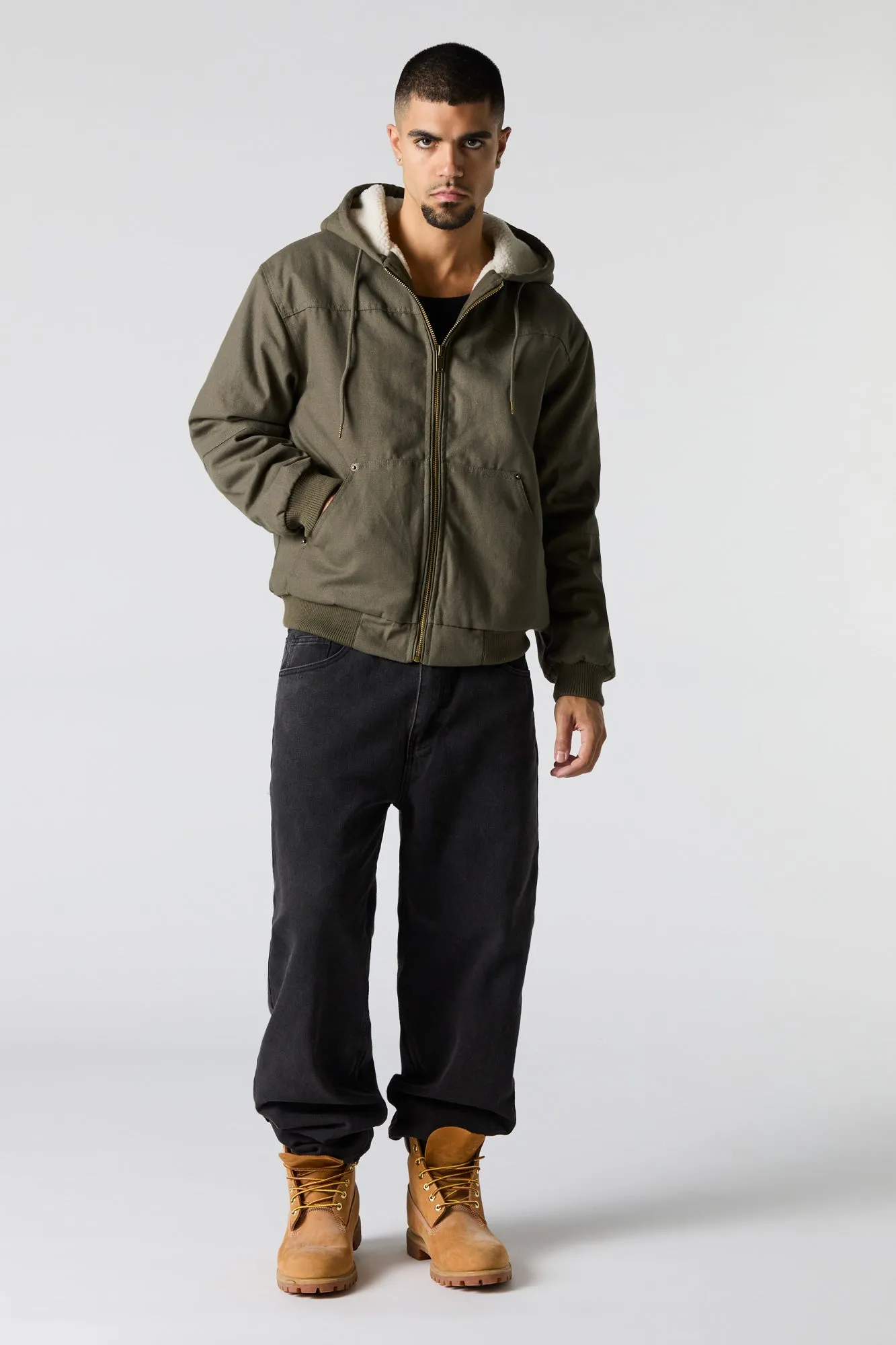Sherpa Lined Zip-Up Jacket sold by Urban Planet product image thumbnail 3