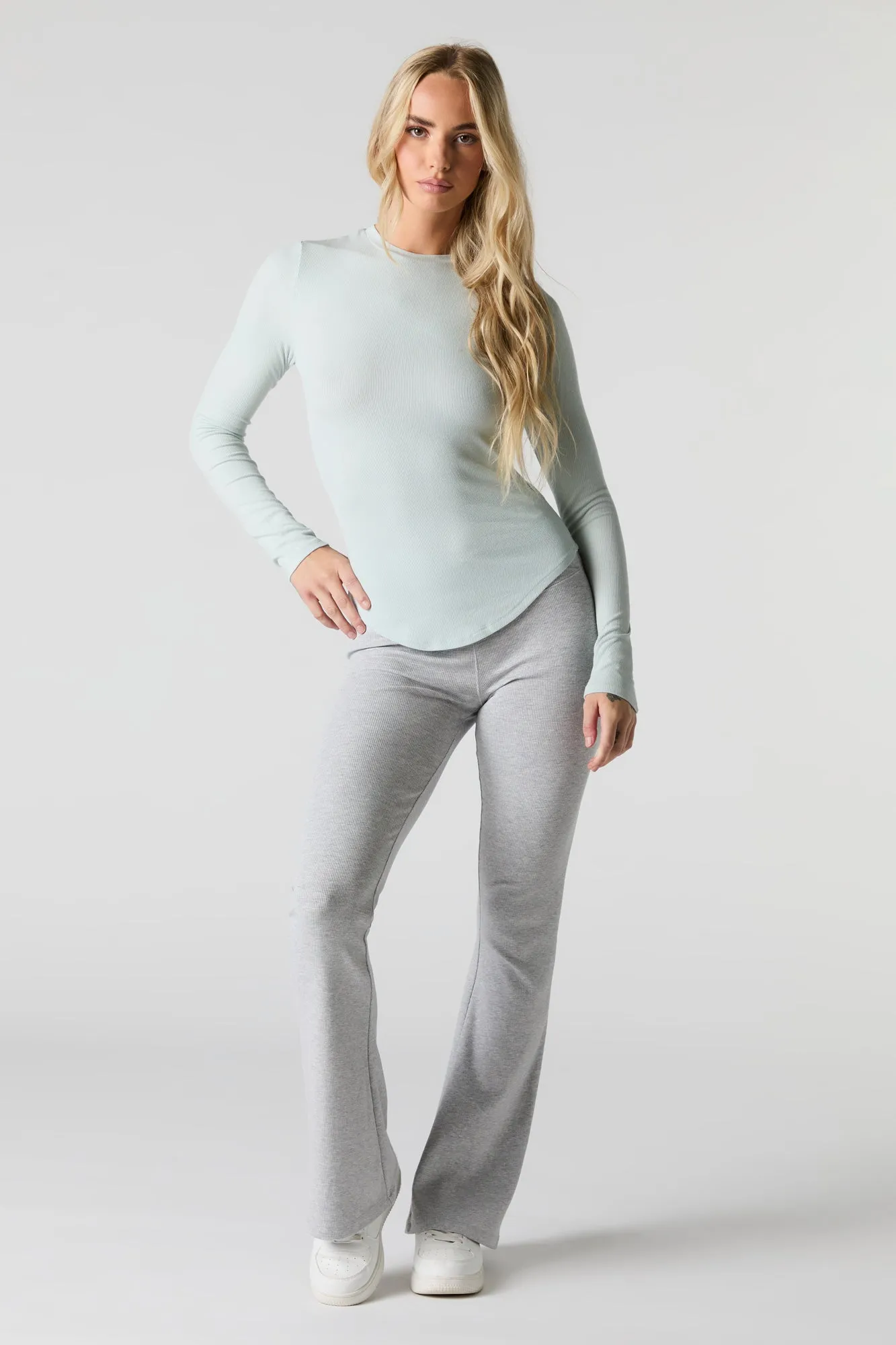 Ribbed Curved Hem Long Sleeve Top sold by Urban Planet product image thumbnail 3