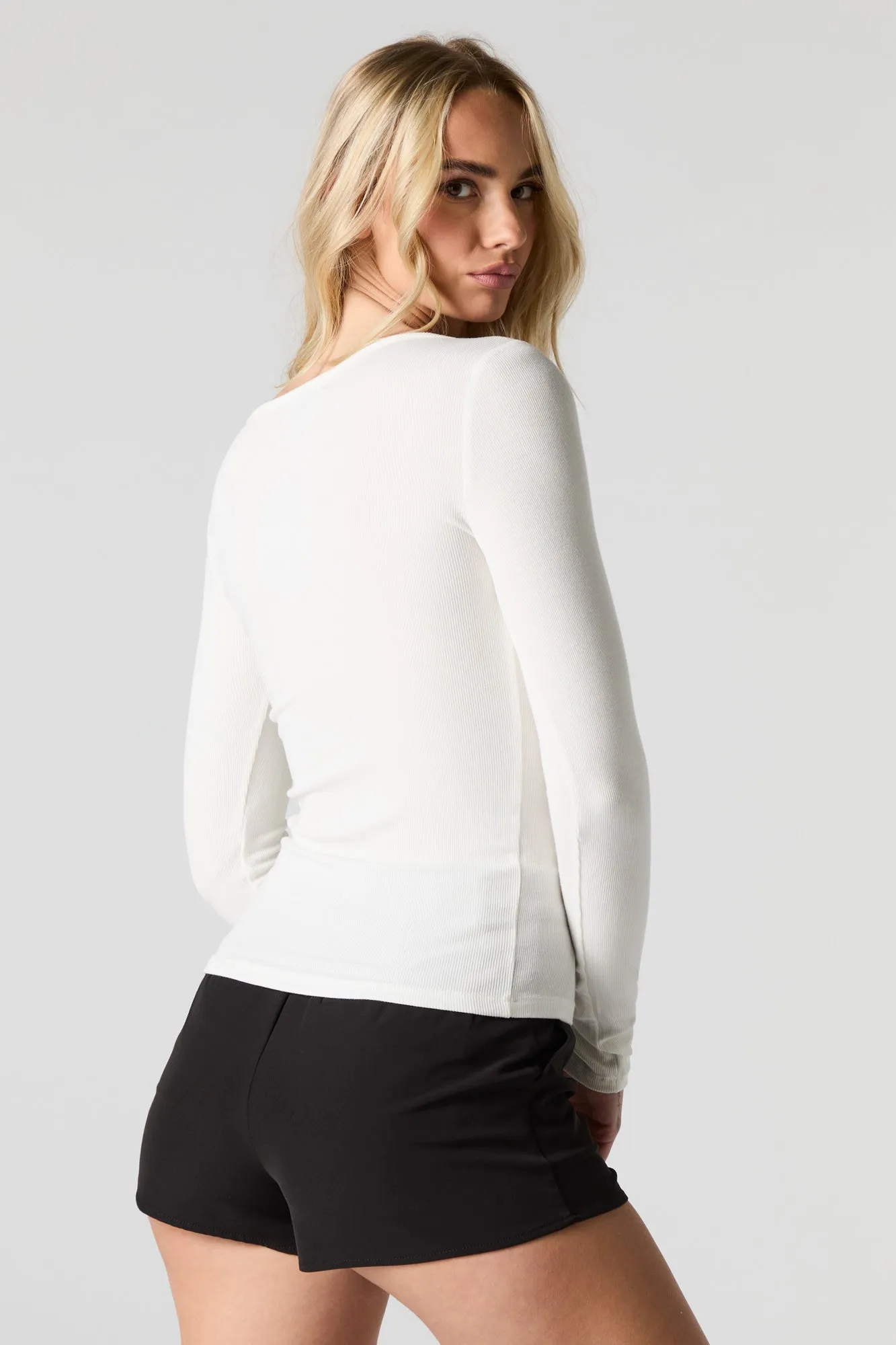 Ribbed Notched Long Sleeve Top sold by Urban Planet product image thumbnail 2