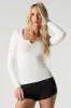 Ribbed Notched Long Sleeve Top sold by Urban Planet