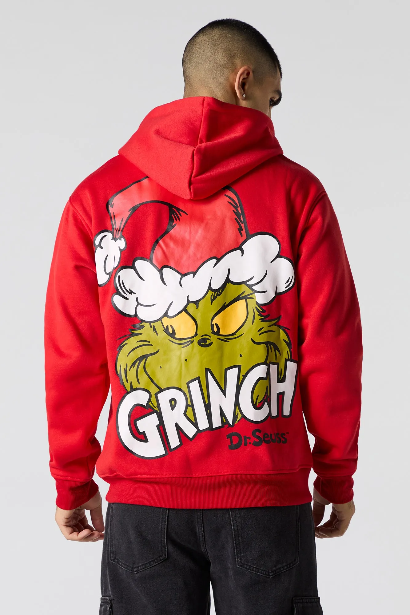 The Grinch Graphic Red Fleece Hoodie sold by Urban Planet product image thumbnail 2