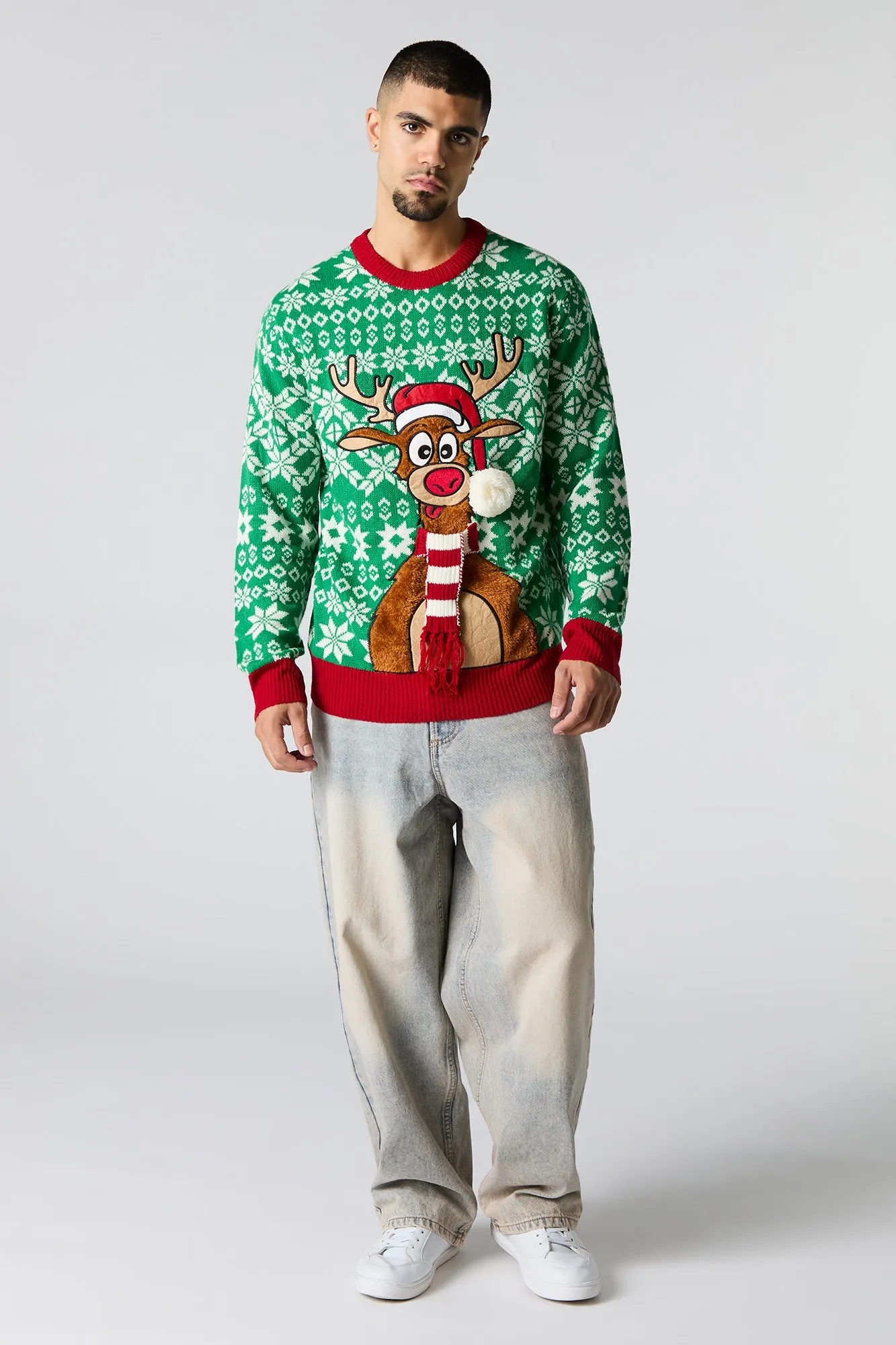 3D Furry Reindeer Ugly Christmas Sweater sold by Urban Planet product image thumbnail 3