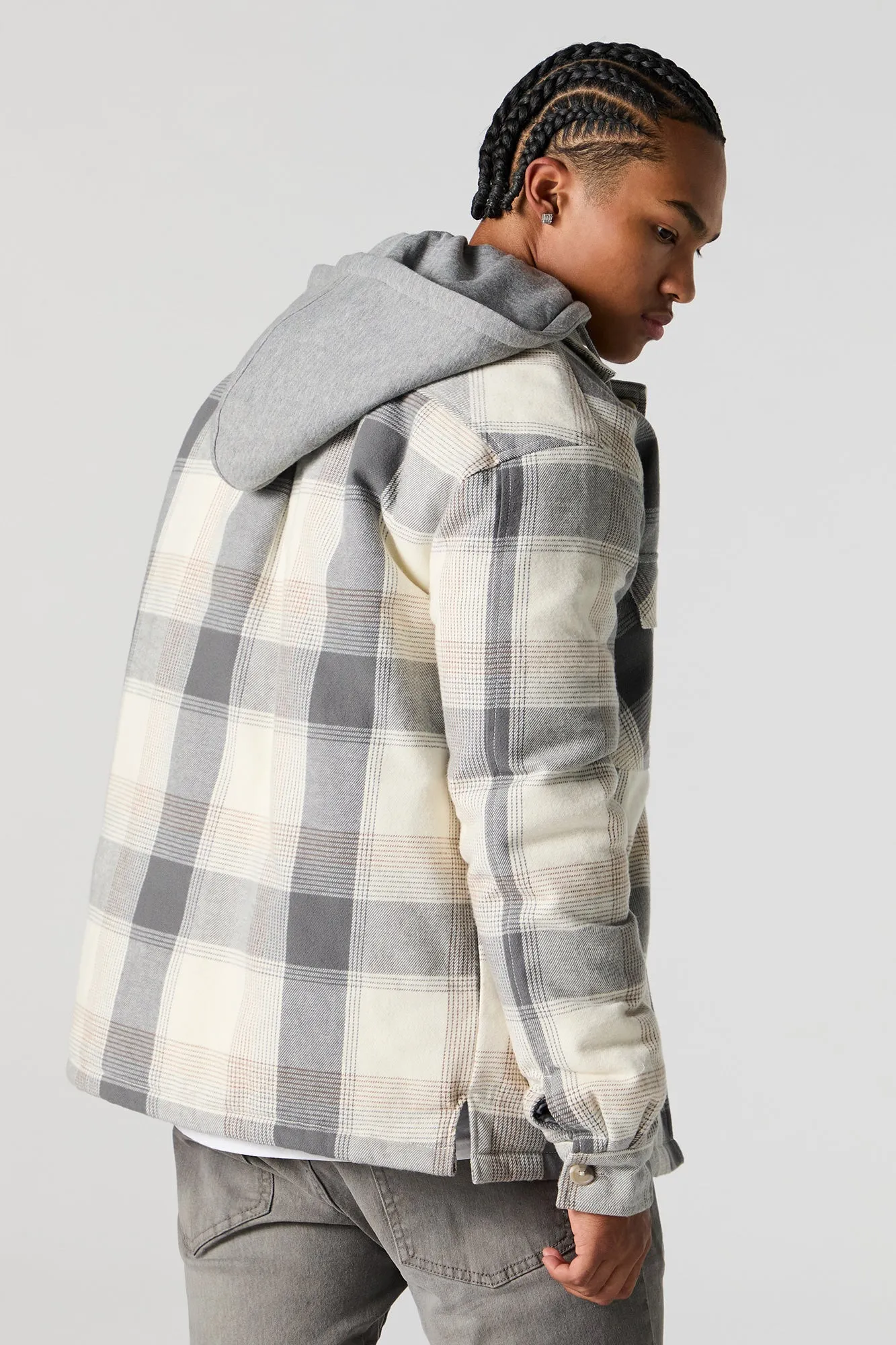 Plaid Hooded Shacket sold by Urban Planet product image thumbnail 2