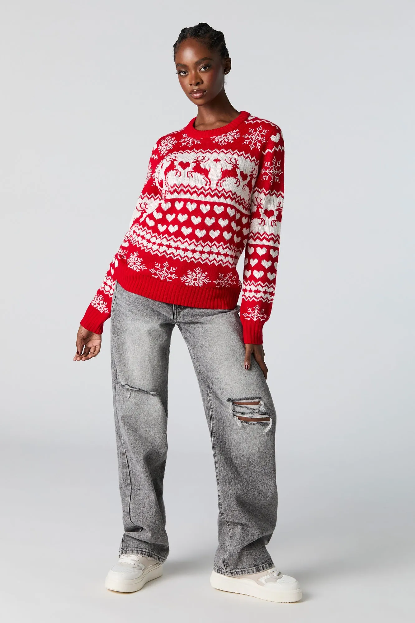 Reindeer Fairisle Jacquard Knit Christmas Sweater sold by Urban Planet product image thumbnail 3