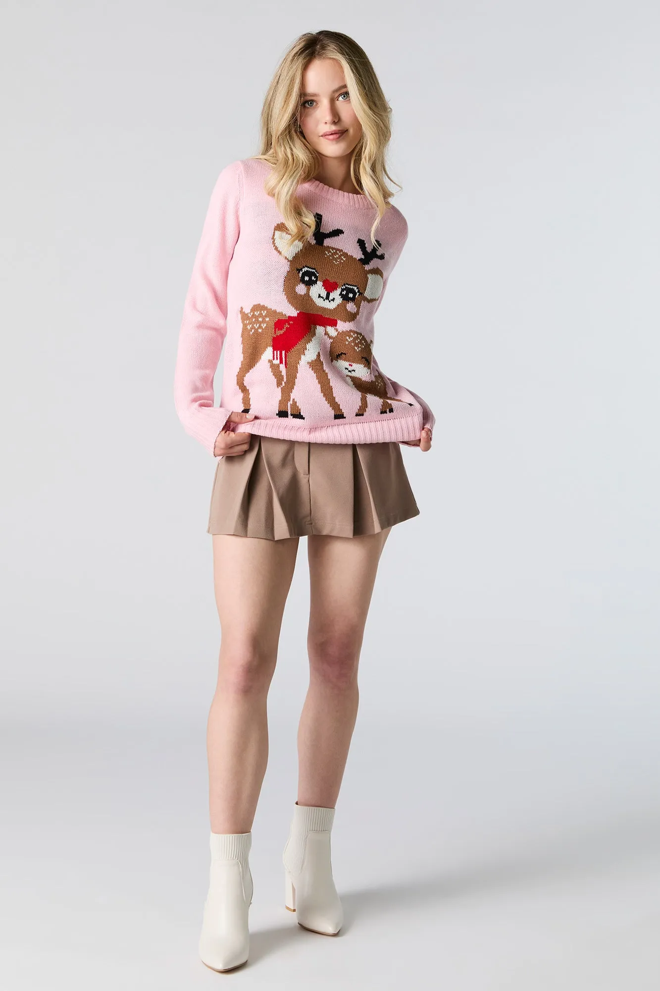 Reindeer Jacquard Knit Christmas Sweater sold by Urban Planet product image thumbnail 3