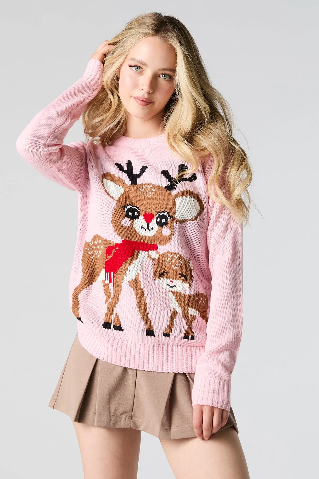 Reindeer Jacquard Knit Christmas Sweater sold by Urban Planet