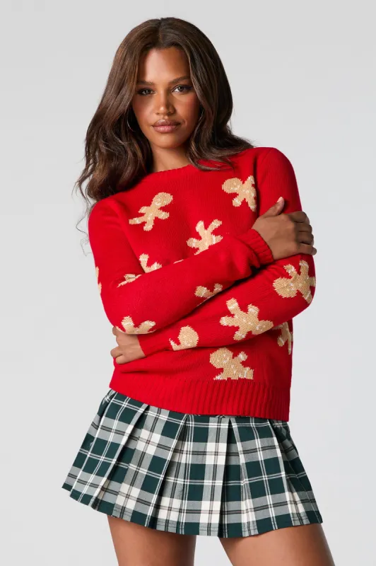 Gingerbread Man Jacquard Knit Christmas Sweater sold by Urban Planet