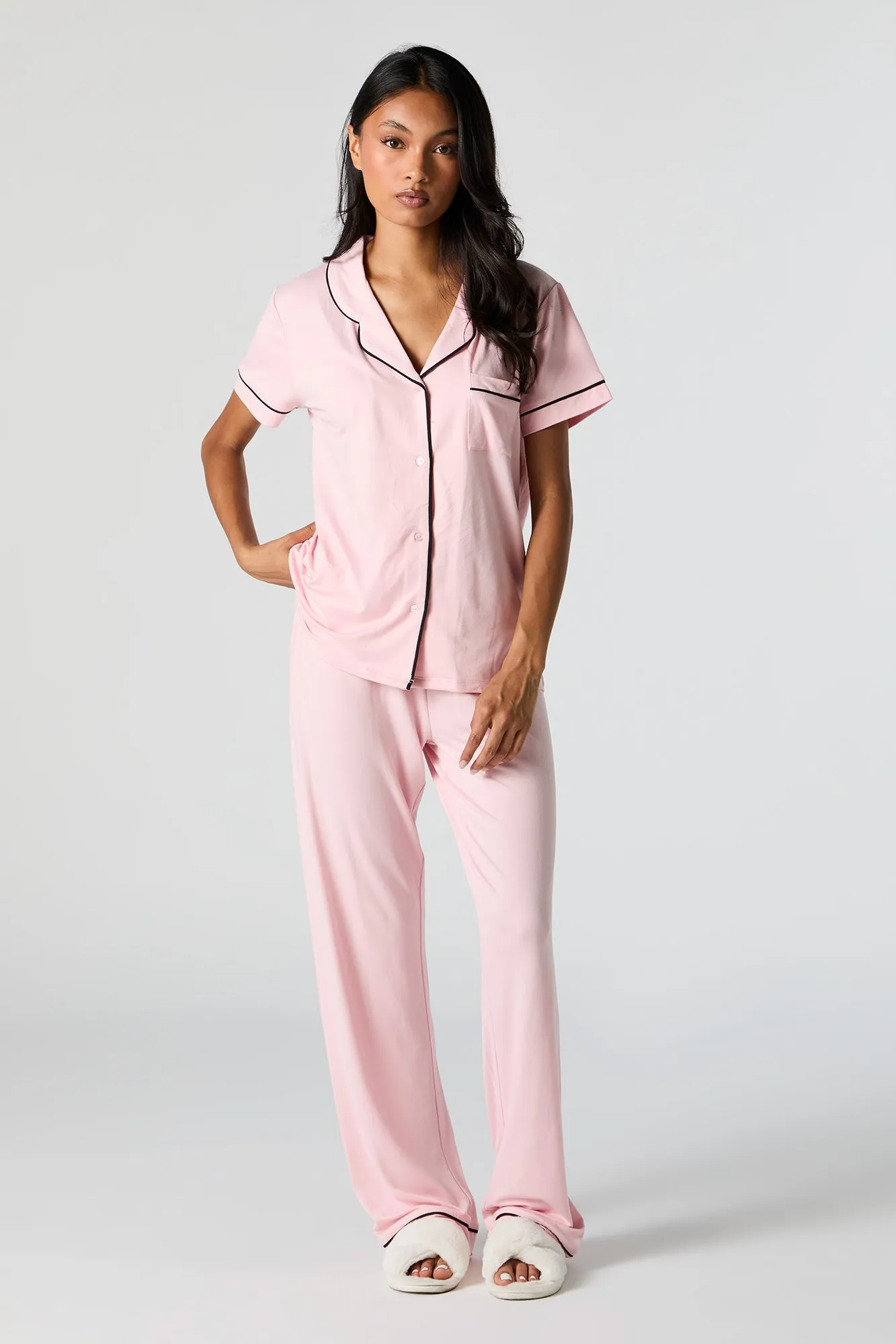 Button-Up Top and Pant 2 Piece Pajama Set sold by Urban Planet product image thumbnail 3