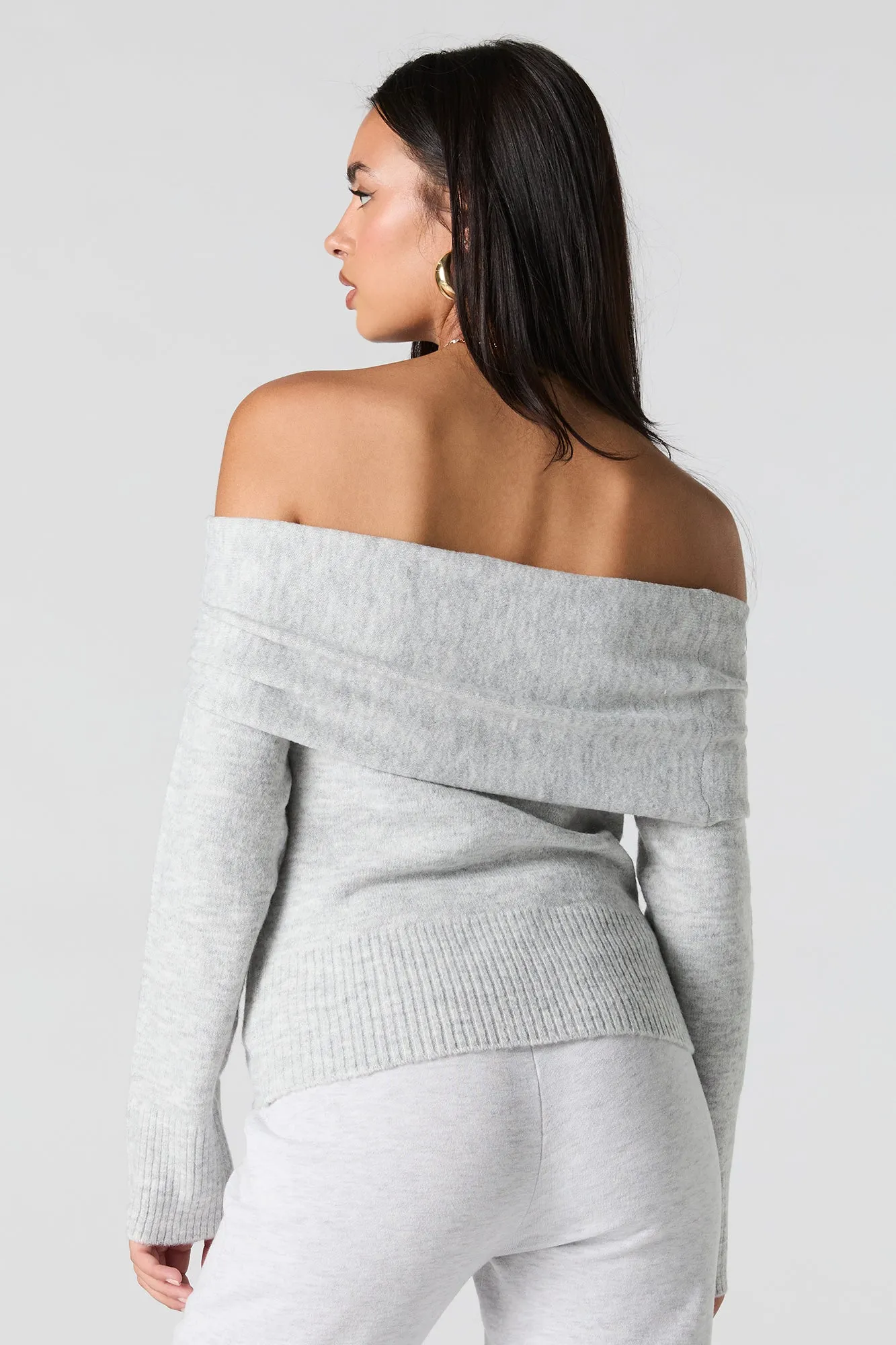 Mossy Knit Foldover Off Shoulder Sweater sold by Urban Planet product image thumbnail 5