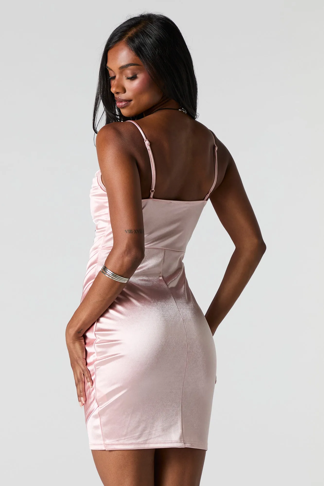 Satin Ruched Mini Wrap Dress sold by Urban Planet product image thumbnail 2