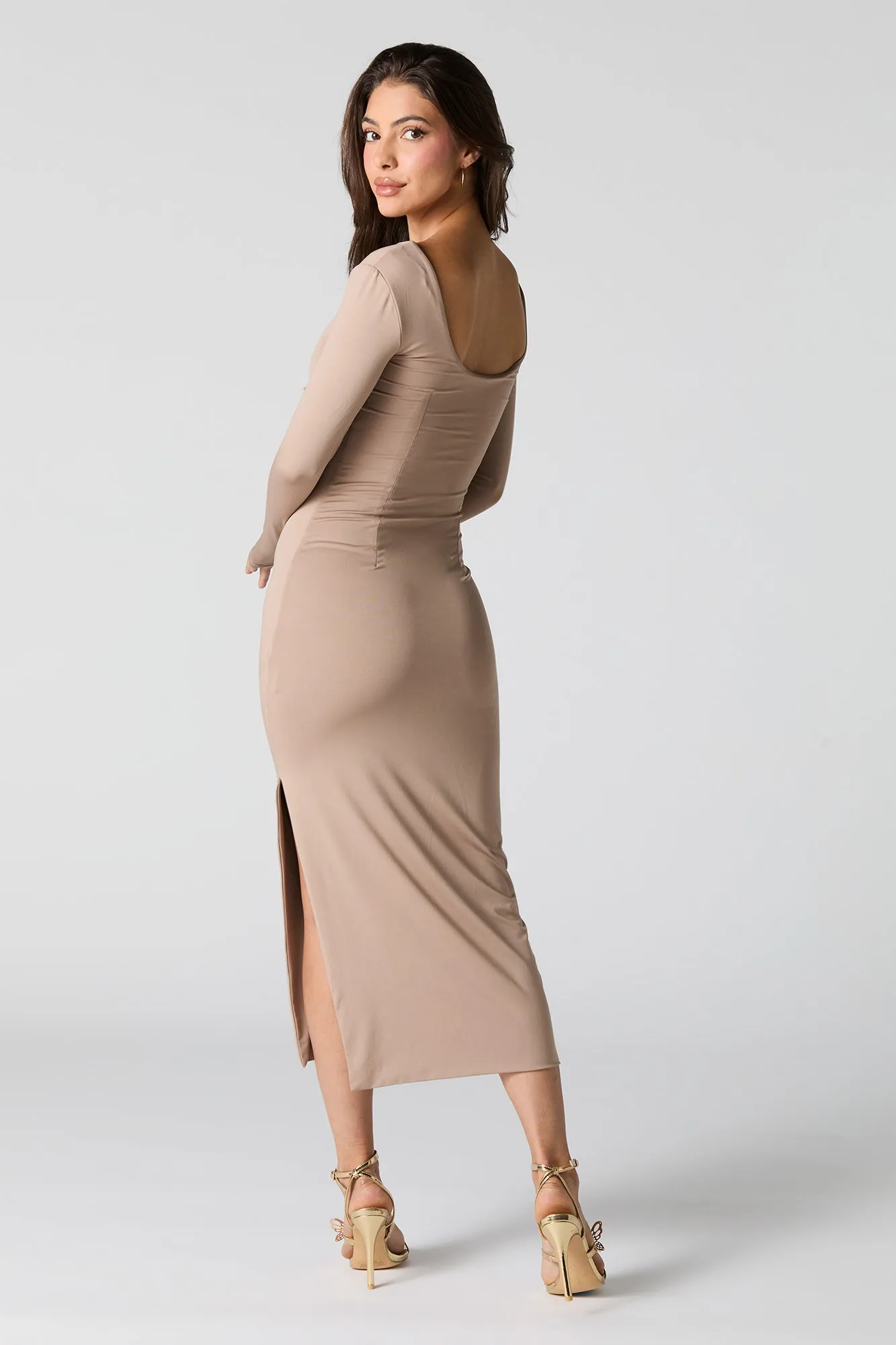 Contour Long Sleeve Slit Midi Dress sold by Urban Planet product image thumbnail 3
