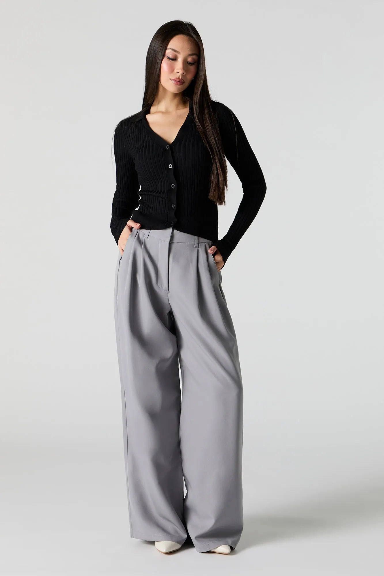 Chandail boutonné en tricot côtelé avec col sold by Urban Planet product image thumbnail 4