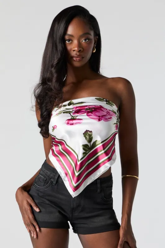 Écharpe en satin avec motif de roses sold by Urban Planet