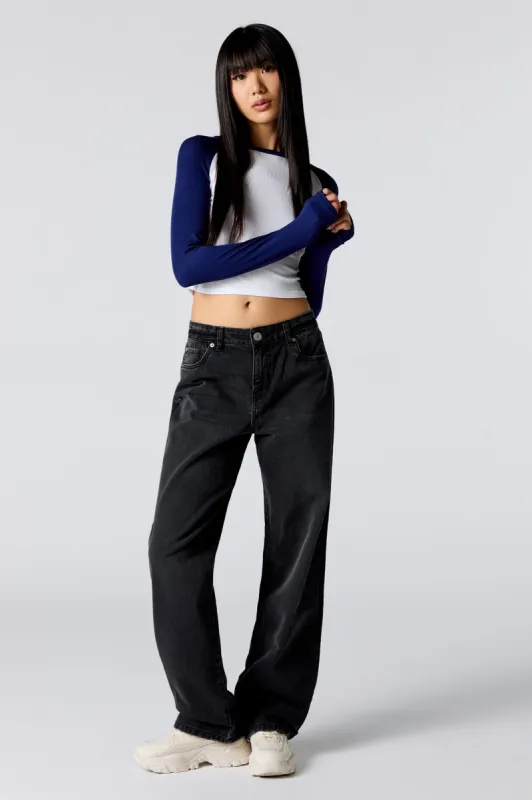 Black Wash Slouchy Straight Leg Jean sold by Urban Planet