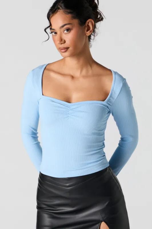 Ribbed Sweetheart Long Sleeve Top sold by Urban Planet
