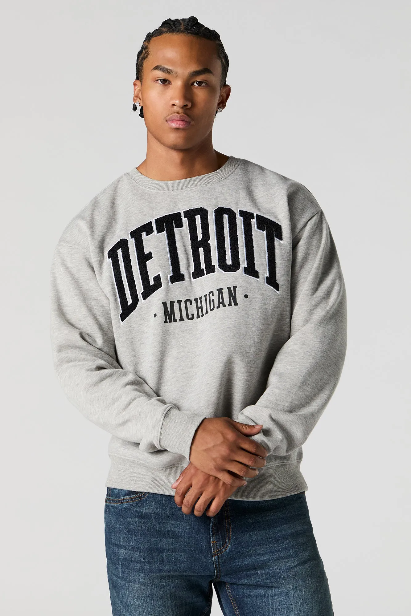 City Chenille Embroidered Fleece Sweatshirt sold by Urban Planet product image thumbnail 4