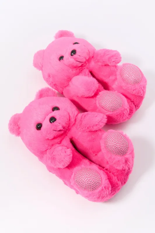 3D Rhinestone Teddy Bear Slippers made by Stitches