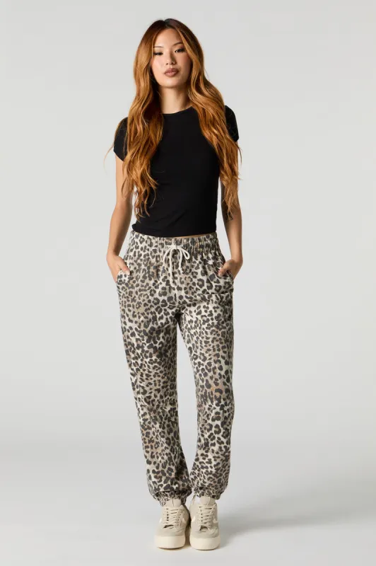Jogger en molleton à taille haute avec motif guépard sold by Urban Planet
