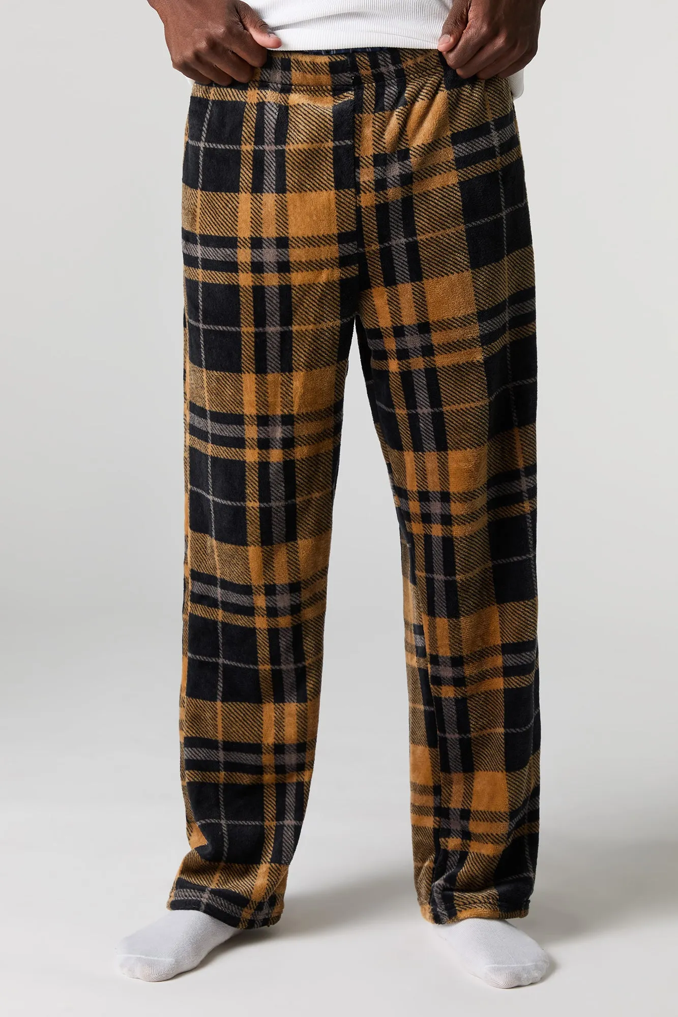 Plaid Plush Pajama Pant sold by Urban Planet