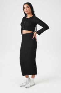 Ribbed Knit Long Sleeve Top and Skirt Set sold by Urban Planet