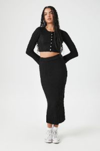 Ribbed Knit Long Sleeve Top and Skirt Set sold by Urban Planet